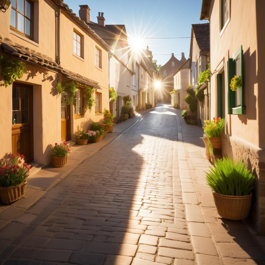 Charming Village Street: A Warm Moment