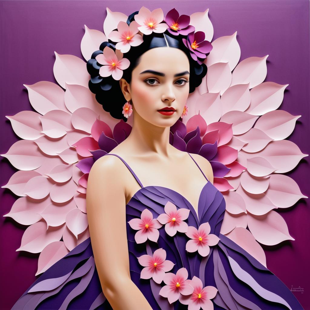 Floral Portrait in Kahlo and O'Keeffe Style