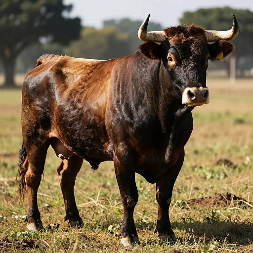 Hyperrealistic Muscular Bull in Field