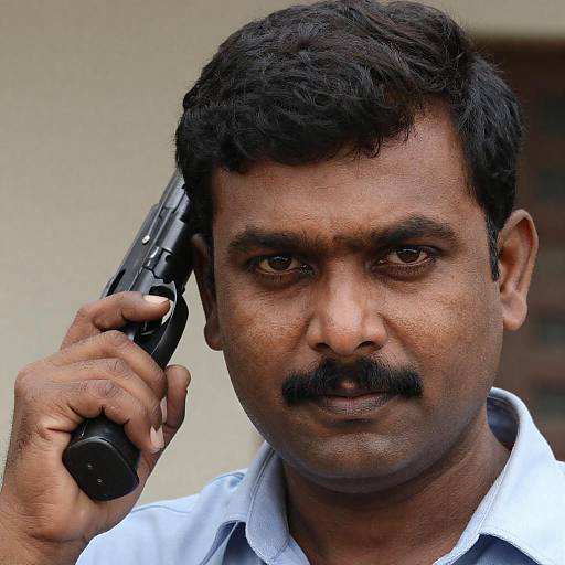 Intense Portrait of a Middle-Aged Indian Man