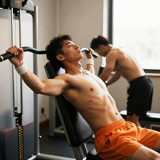 Muscular Men Training in Indoor Gym