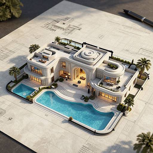 Luxury Villa AI Floor Plan Render