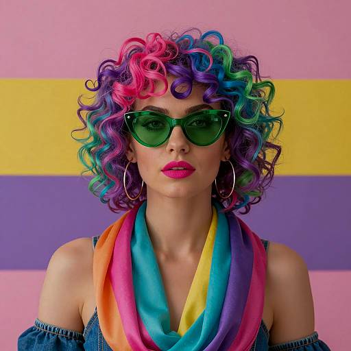 Vibrant Portrait of a Multicolored Beauty