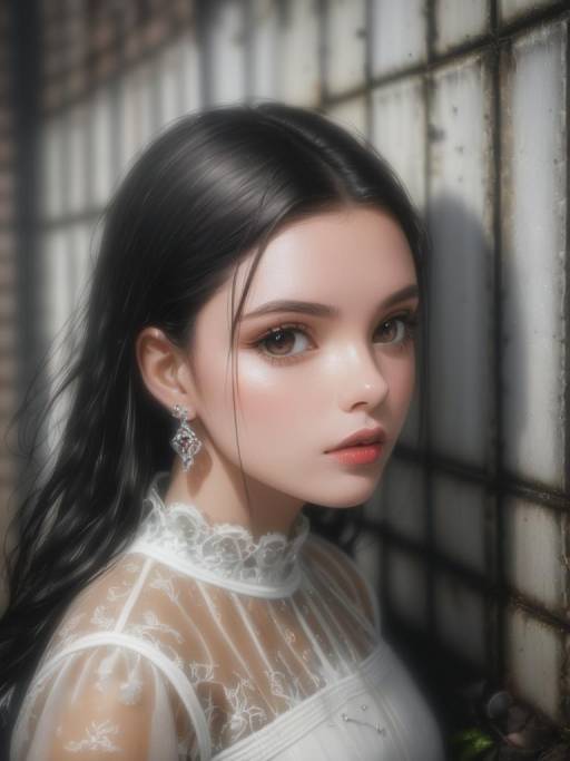 Portrait of Young Woman in White Dress