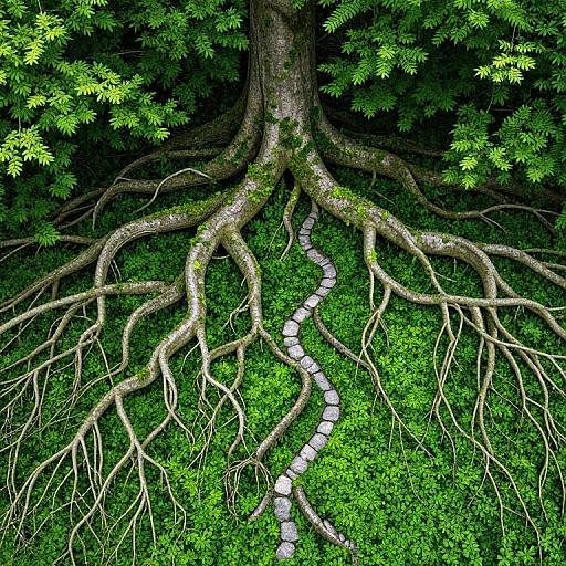Roots and Leaves Forming River Streams