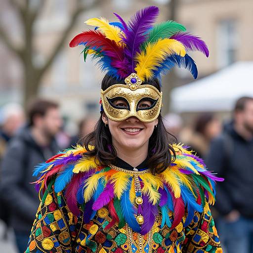 Colorful Mardi Gras Feathered Costume