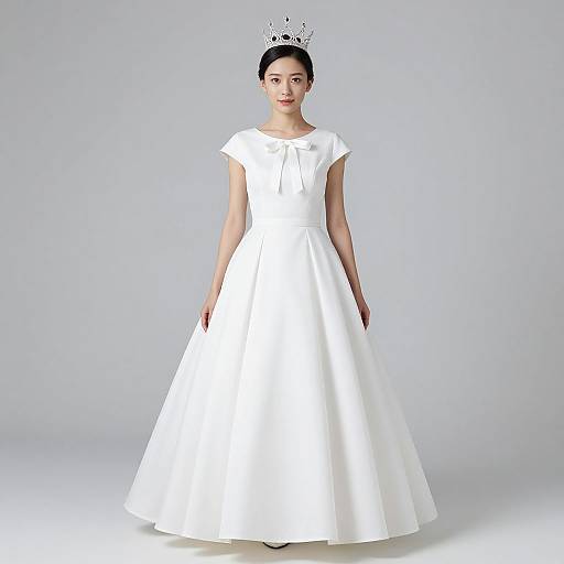 Elegant White Princess with Crown