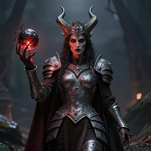 Horned Empress of Hell with Obsidian Orb