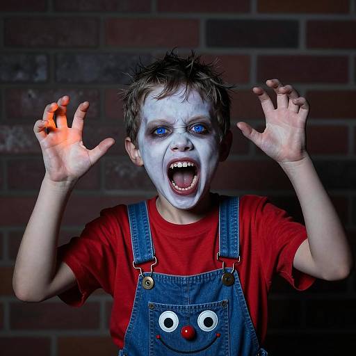 Eerie Child Figure with Blue Eyes