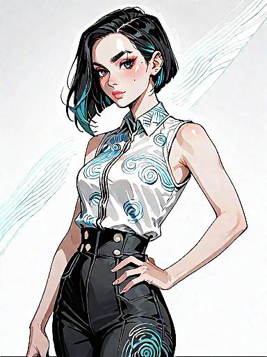 Chic Woman in Geometric Jumpsuit Portrait