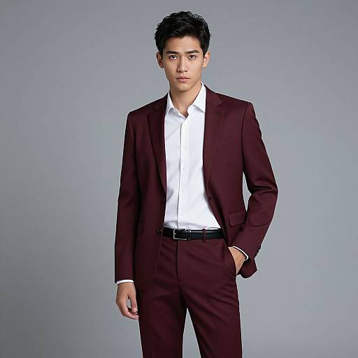 Realistic Male in Burgundy Suit