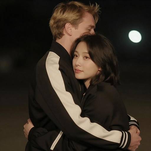 Dimly Lit Intimate Couple Embrace