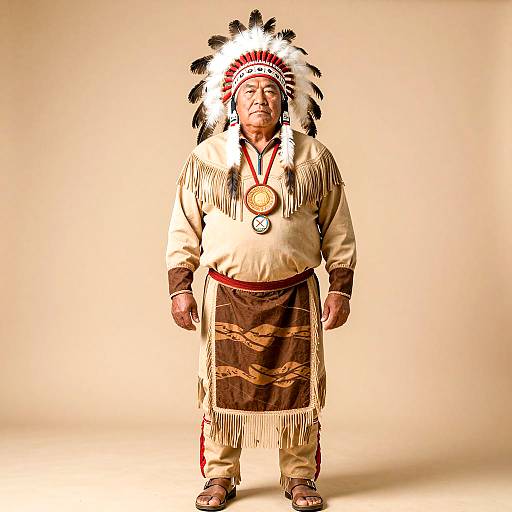 Elderly Native American Man in Traditional Dress