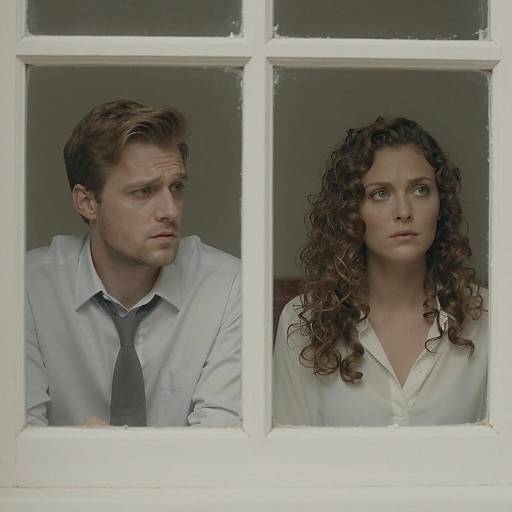 Two Pane Window with Concerned Figures