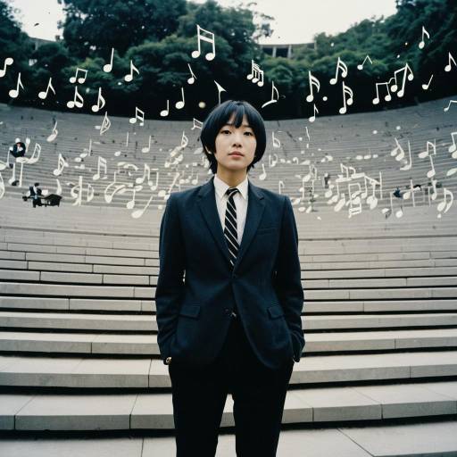 Young Jazz Musician with Floating Musical Notes