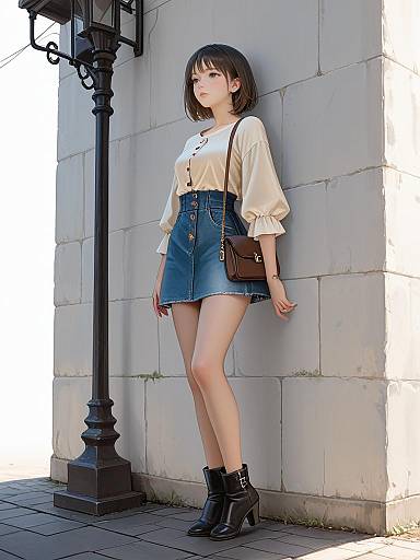 Young woman in casual street style outfit