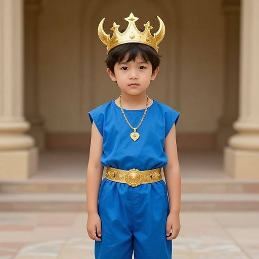 Young Boy in Regal Horned Crown