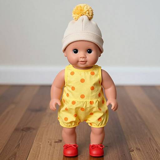 Baby Doll in Yellow Polka Dots Outfit