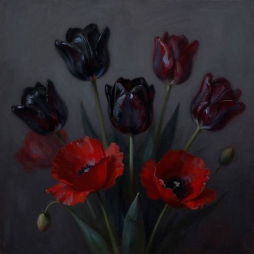 Dark Floral Twilight Painting