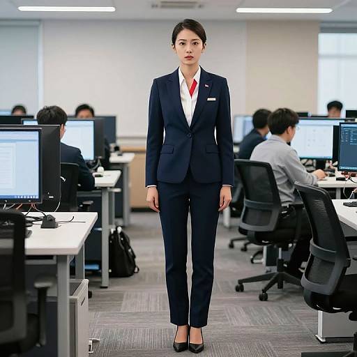 Professional Female Journalist in Newsroom