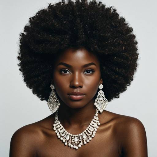 Dark-Skinned Woman with Afro Hairstyle and Jewelry