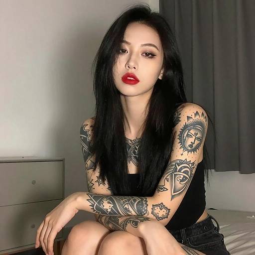 Portrait of Tattooed Asian Woman