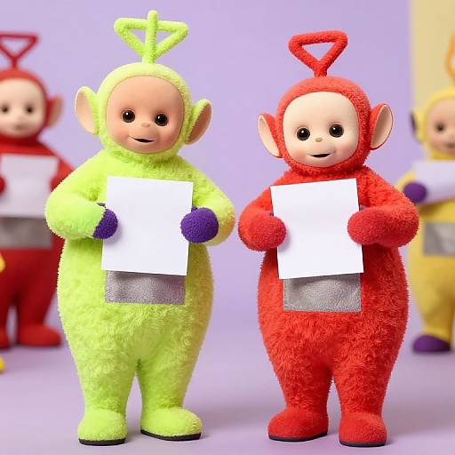 Plus Size Teletubby Boys Holding Paper