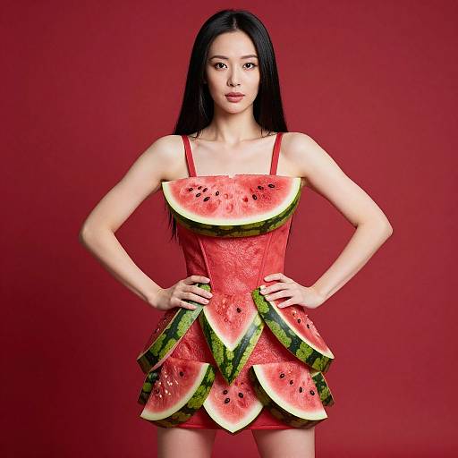 Confident Woman in Watermelon Dress