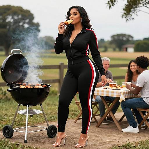 Curvy Woman in Sporty Chic BBQ