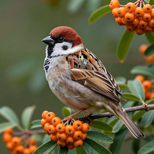Clockwork Sparrow with Mechanical Cities