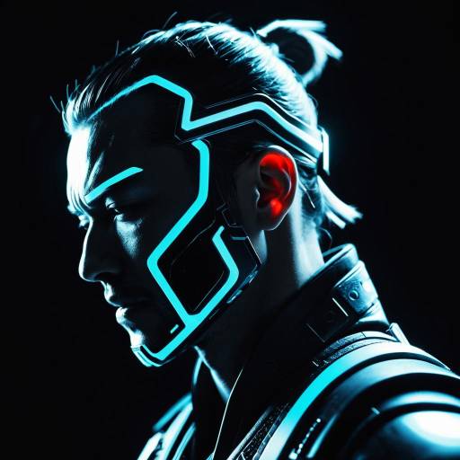 Futuristic Cybernetic Samurai Portrait