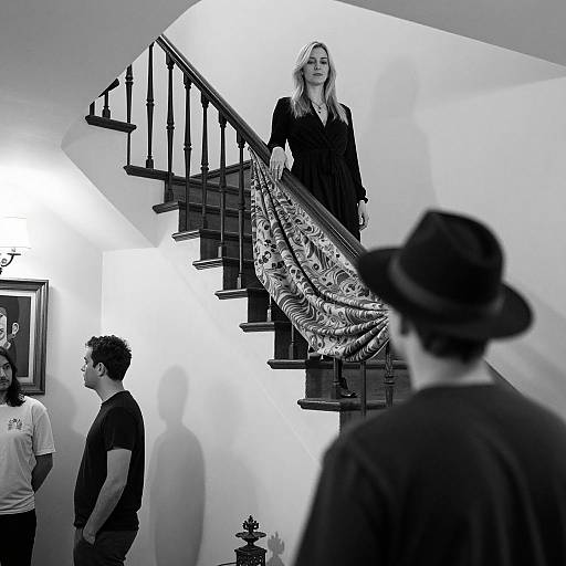 Elegant Black and White Staircase Scene