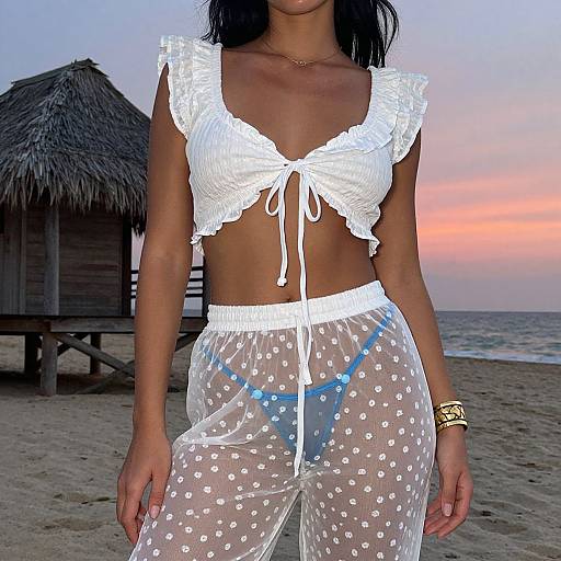 Sunset Beach Portrait with Sheer Fashion