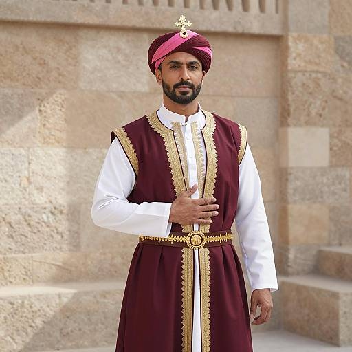 Middle Eastern Man in Traditional Royal Costume
