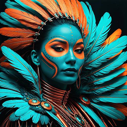 Surreal Neon Biopunk Woman Portrait