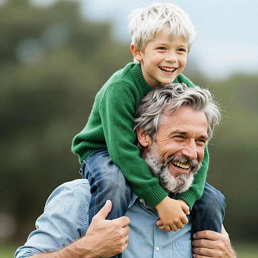 Joyful Grandfather and Grandson Moment