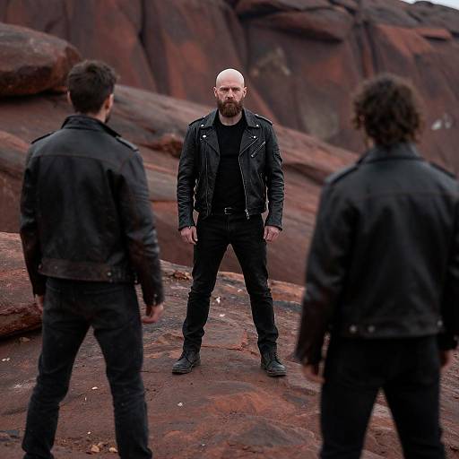 Red-Tinted Rocky Standoff With Bearded Man