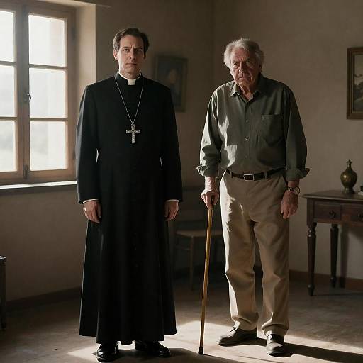 Sunlit Portrait of Priest and Elder