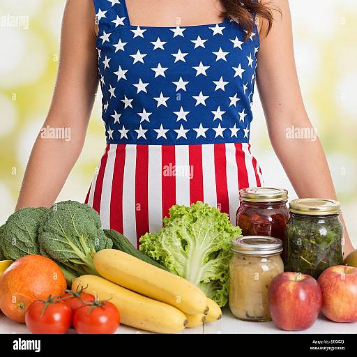 Patriotic Woman with Harvested Produce