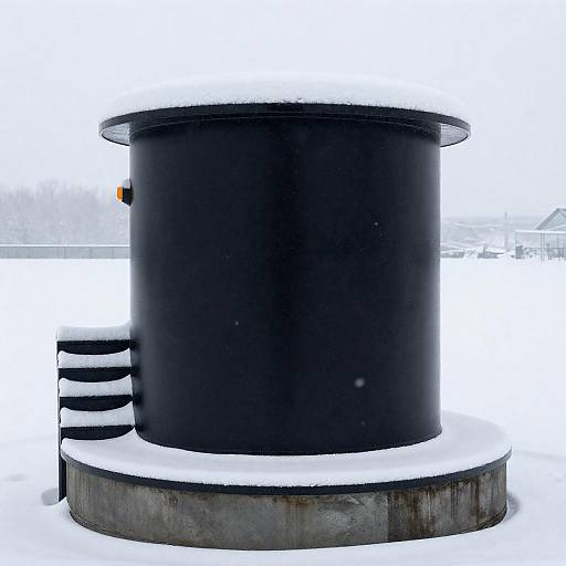 Snowy Black Structure with Gentle Snowflakes