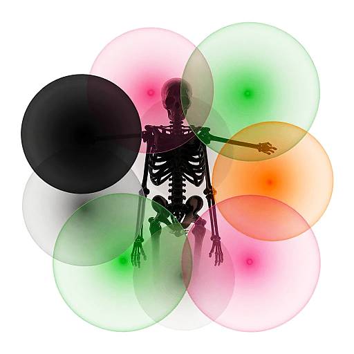 Chromatic Bubbles with Skeletal Silhouette
