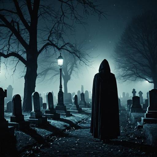 Mysterious Foggy Graveyard at Night