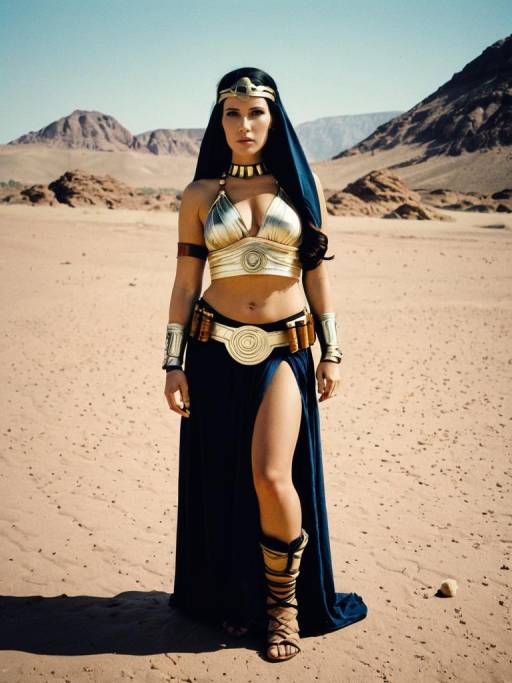 Woman in Slave Leia Costume in Desert