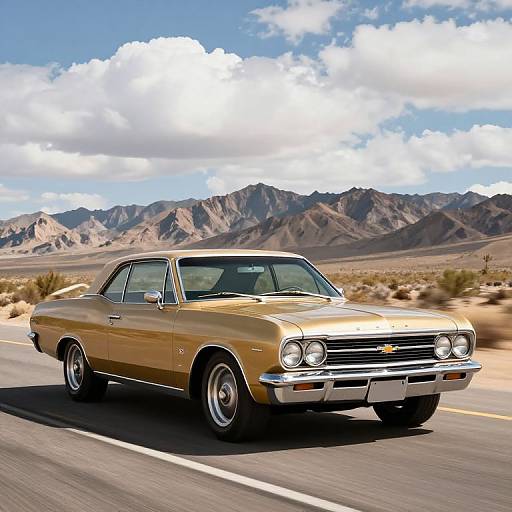 Golden Chevrolet Sedan in Desert
