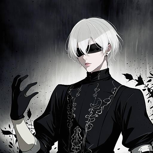 Illustration of 9s (nier:automata), nier (series) in the style of Kuro (toi et moi)