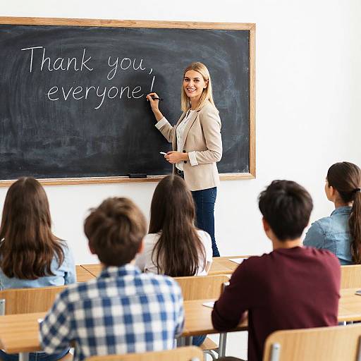 Teacher Writing Thank You on Blackboard