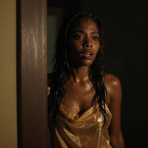 Emotive Portrait of a Dark-Skinned Woman