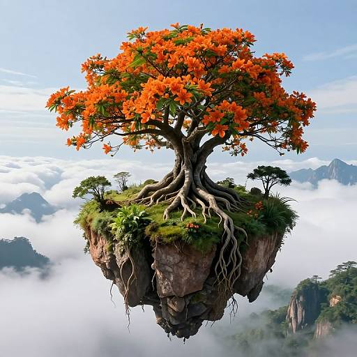 Floating Island with Colossal Tree Roots