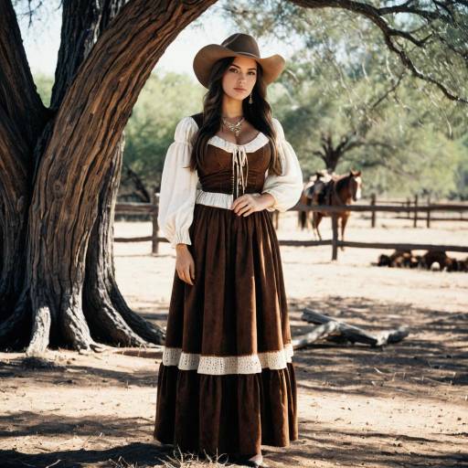 Elegant Western Costume on a Solo Girl