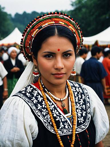 Woman in Traditional Dress at Cultural Festival
